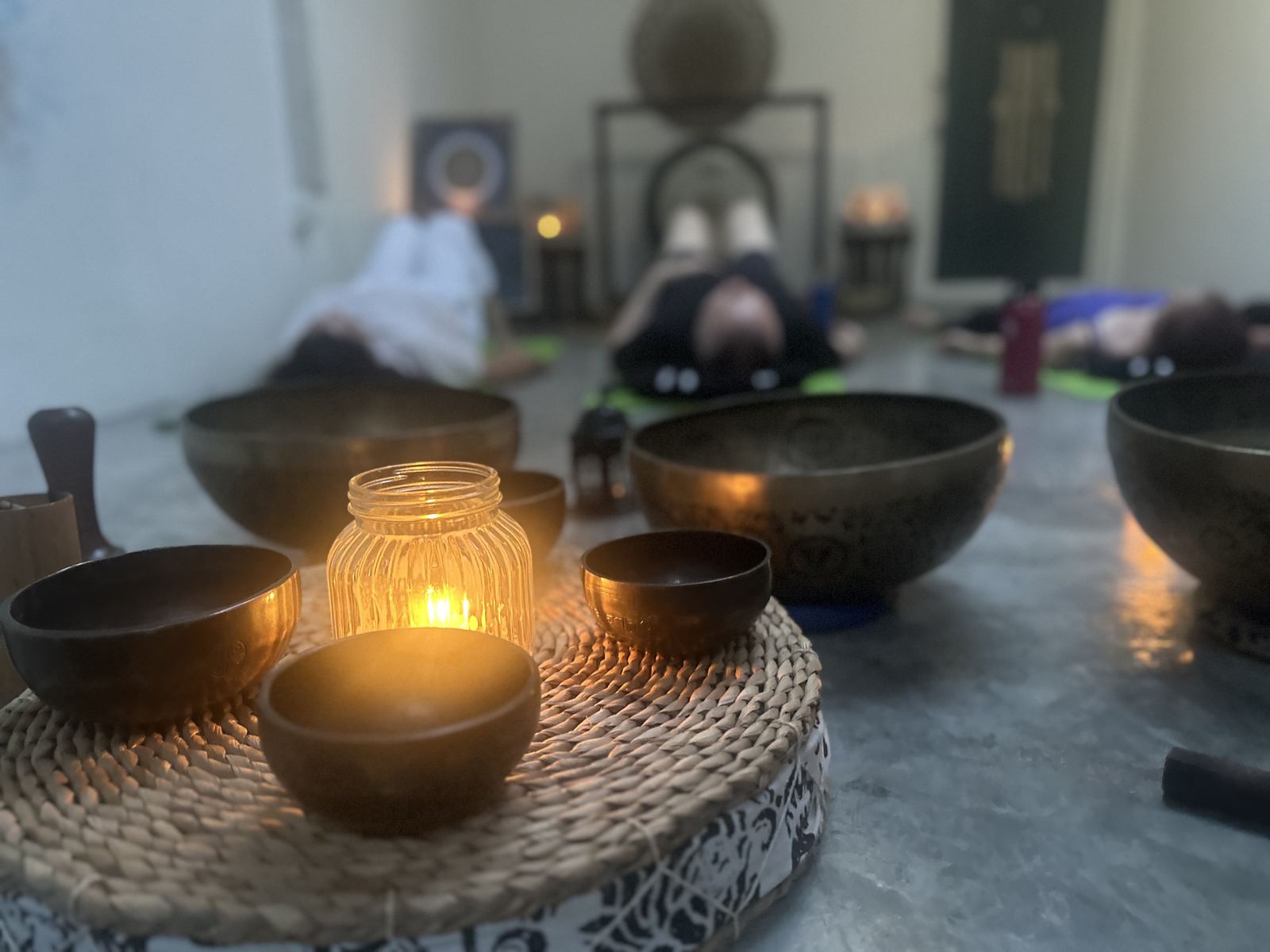 Tibetan singing bowls by candlelight